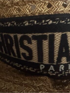 Dior Natural Straw Hat with Black Logo Band